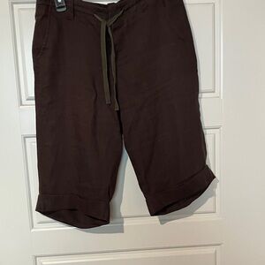Autograph Brown linen Women's Bermuda Shorts drawstring